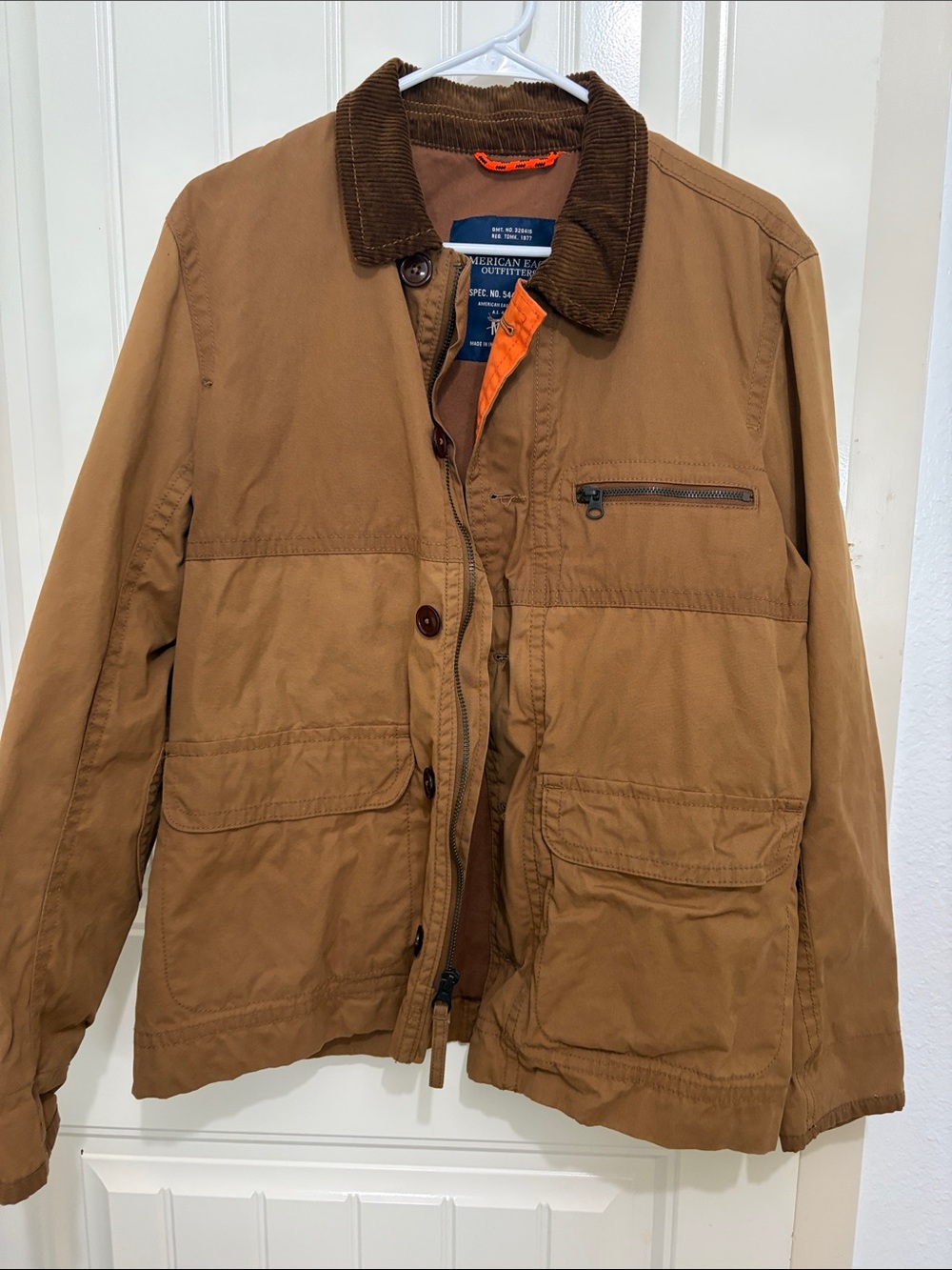 American Eagle Brown Utility Jacket with Corduroy Collar